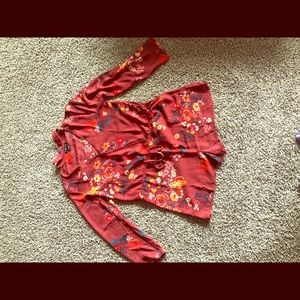 Red floral romper
